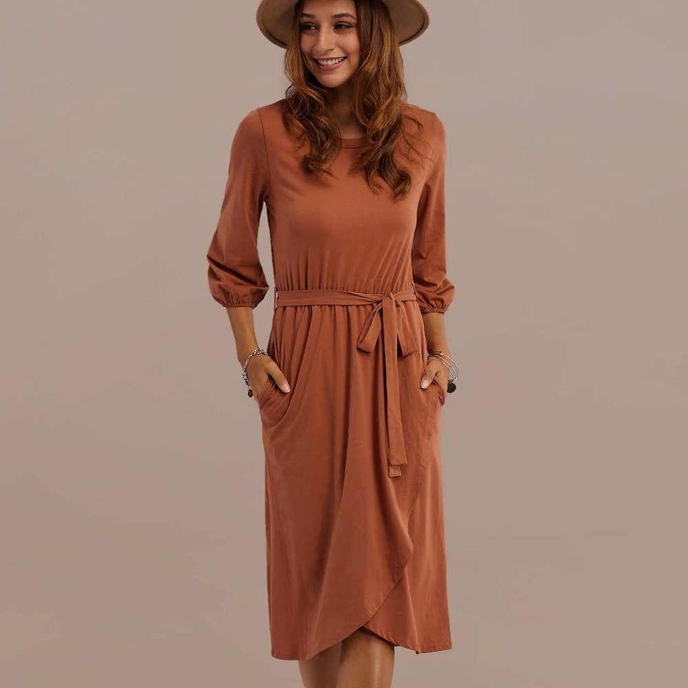 Burnt Orange Dress with Pockets